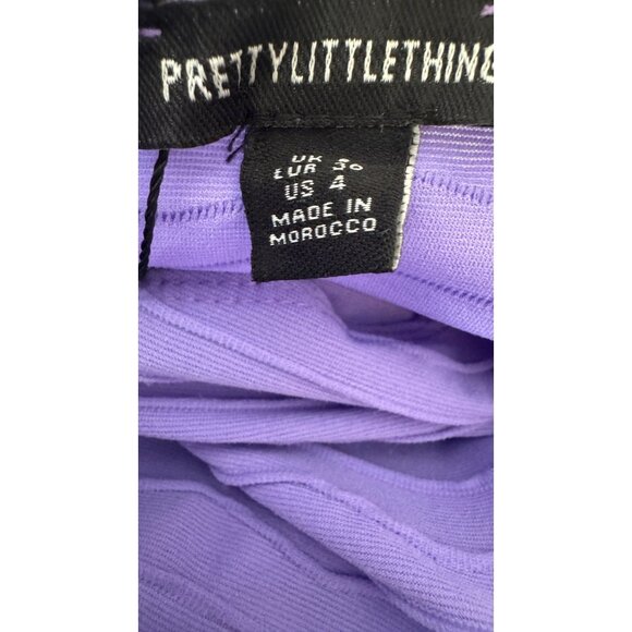 NWT PrettyLittleThing 4 Purple Textured Strappy One Shoulder Wrap Midi Dress - Picture 2 of 15